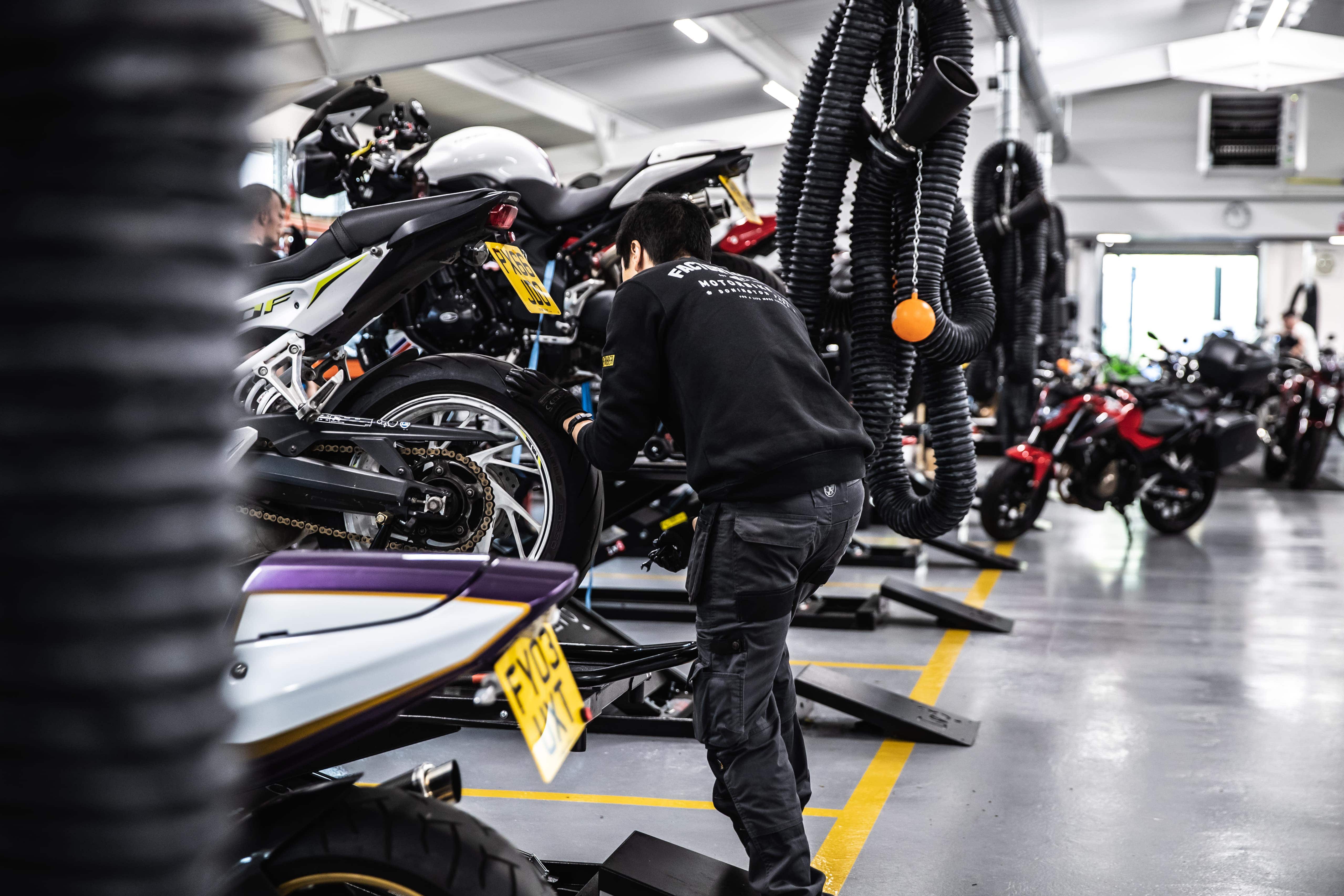 SuperBike Factory technician carrying out checks